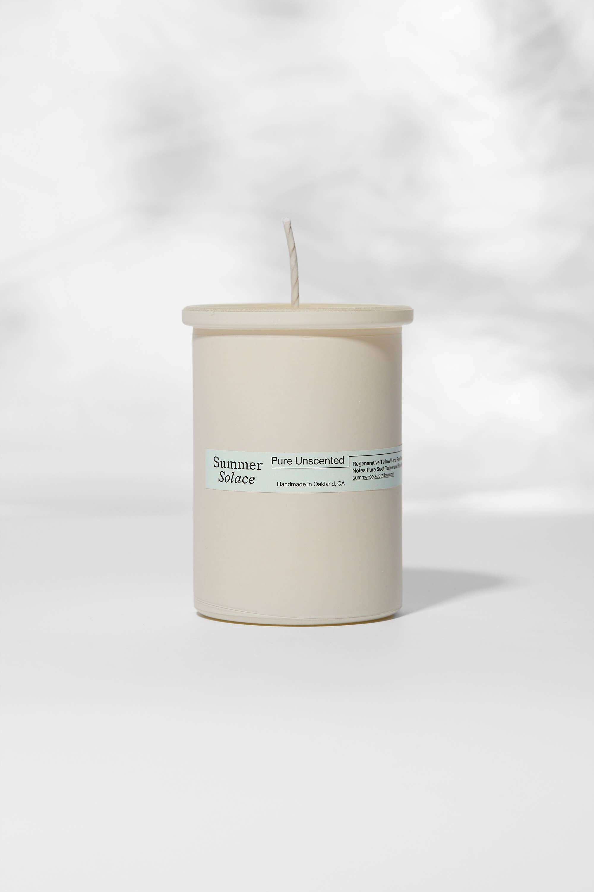 SUMMER SOLACE- Regenerative Tallow Beauty - Wholesale Jar/Filled Candle - Pure Unscented Candle – Tallow & Beeswax, 6 oz1