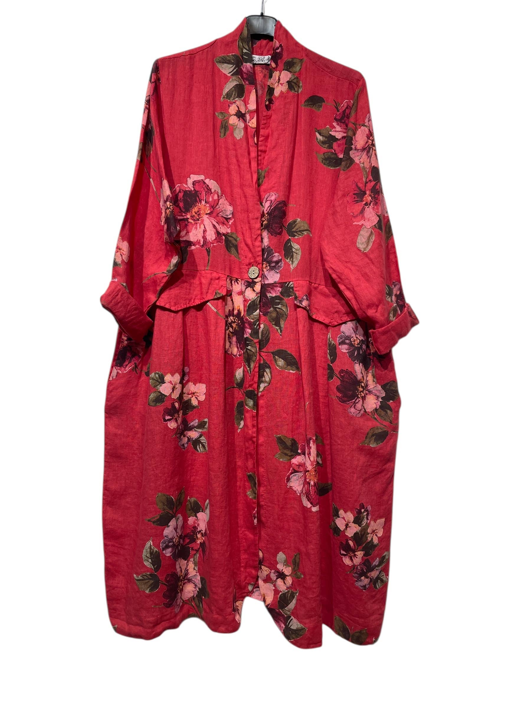 LINEN & COTTON HOUSE - Wholesale Jacket - Women's - JACKET 1142 FLOWERS LINEN MATERIAL WITH POCKETS2