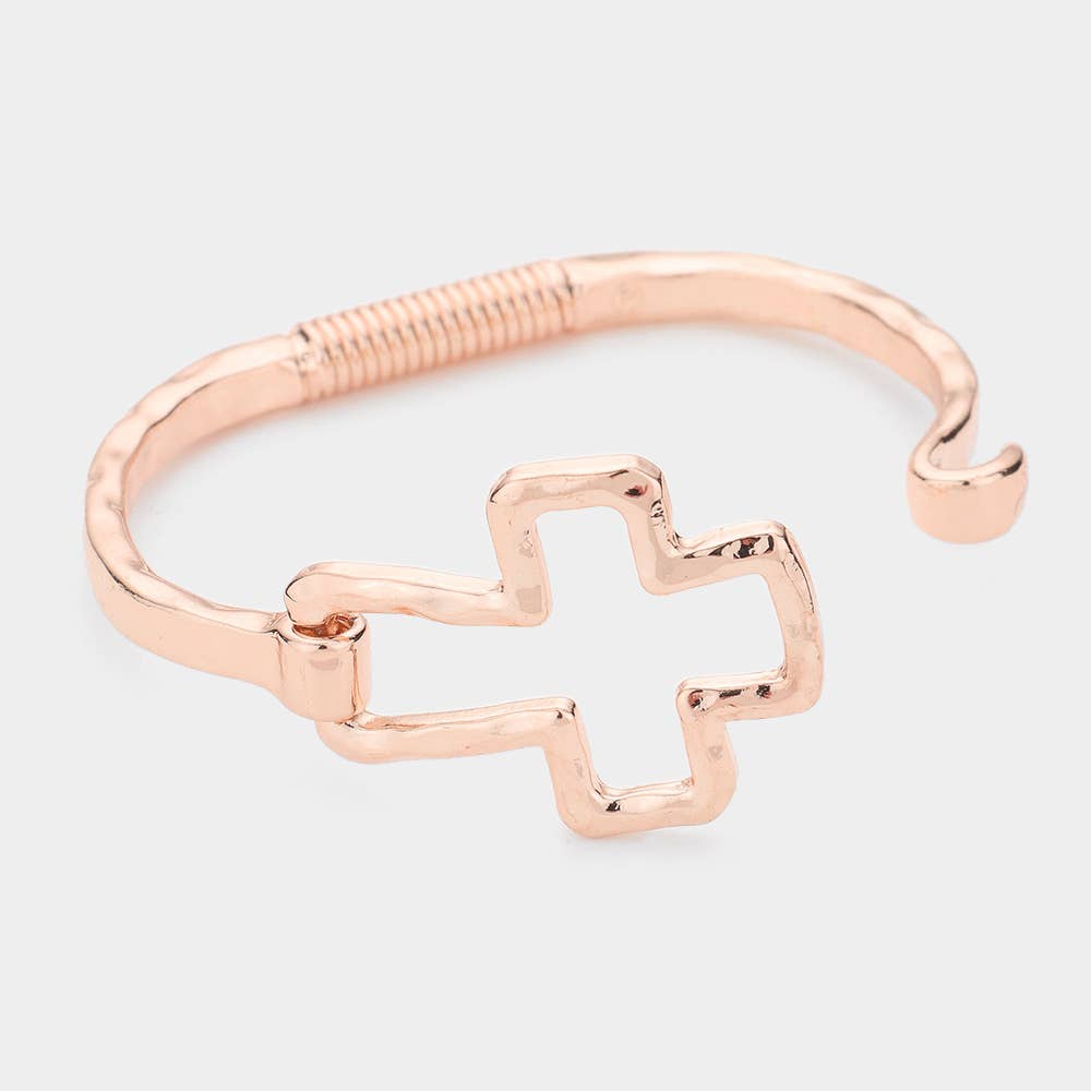 Sensibling Corp. - Wholesale Bangle Bracelet - Hammered Open Metal Cross Hook Bracelet6