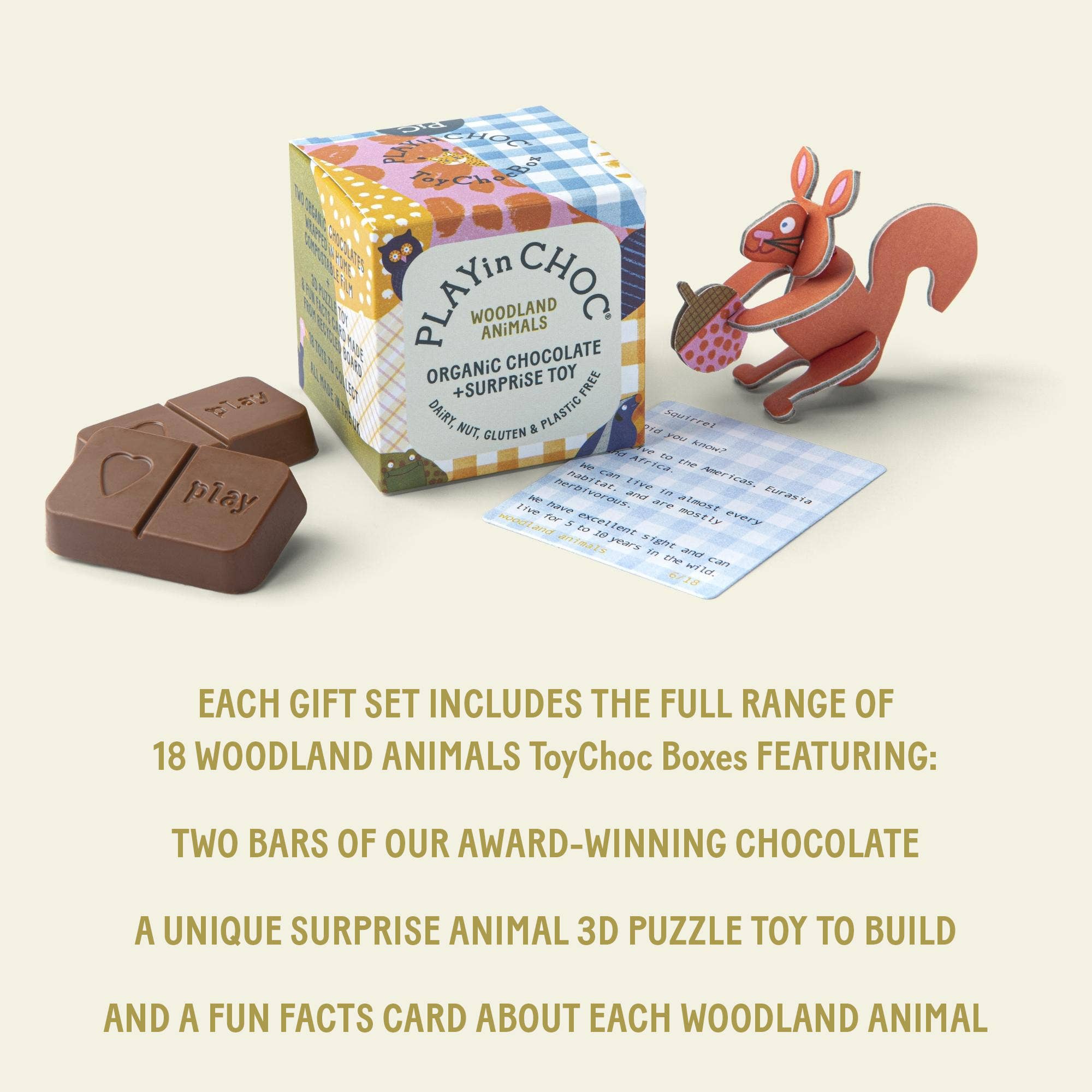 PLAYin CHOC – wholesale Chocolate box – ToyChoc Box® WOODLAND ANiMALS GIFT SET2