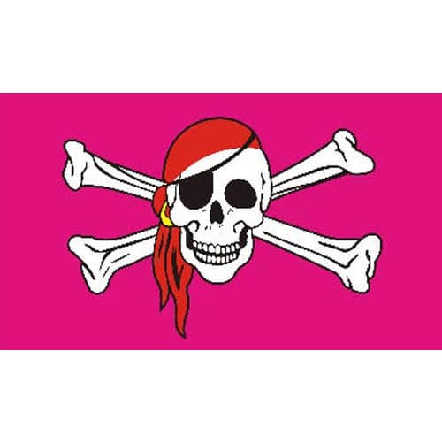 Skull and Crossbones Pink 5'x3' for wholesale by Worldwide Flags Ltd