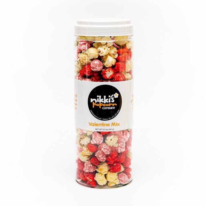 7 Cup Gift Jar - Valentine Mix Popcorn for wholesale by Nikki's Popcorn Company