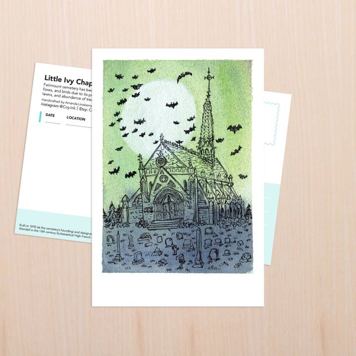 Ivy Chapel Cemetery Art for wholesale by Coy Ink Studio