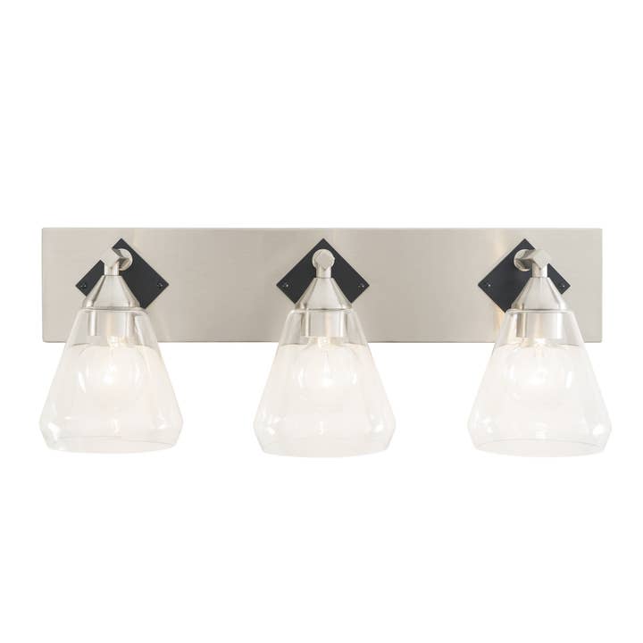 Prestige Rustikale Waschtischleuchte, 3-flammig, Nickel/Schwarz für den Großhandel von Varaluz