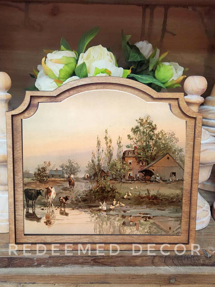 Arte enmarcado de estanque agrícola provincial para venta al por mayor de Redeemed Decor