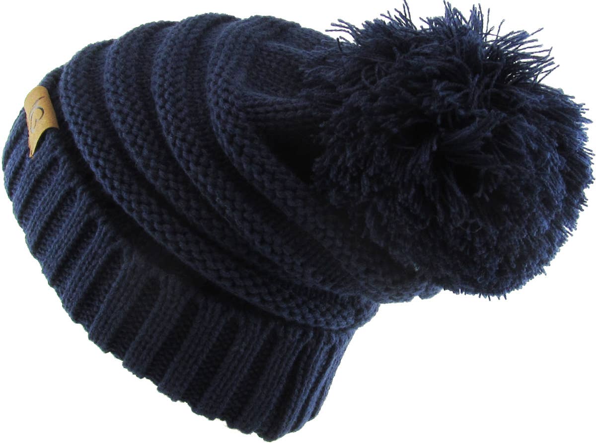 KBETHOS – Großhandel Beanie – Damen – Chunk Pom Pom Grobstrick-Mütze mit Zopfmuster und Rippenstrick43