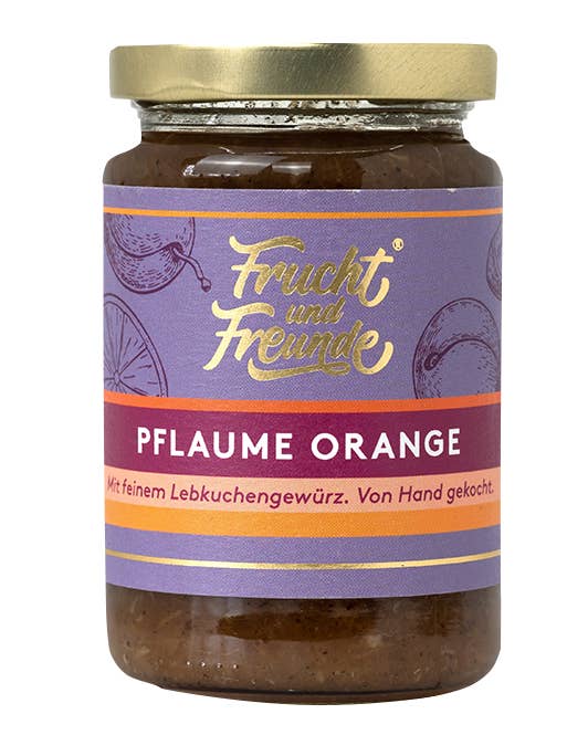 Plum orange vanilla gingerbread fruit spread for wholesale by Frucht und Freunde