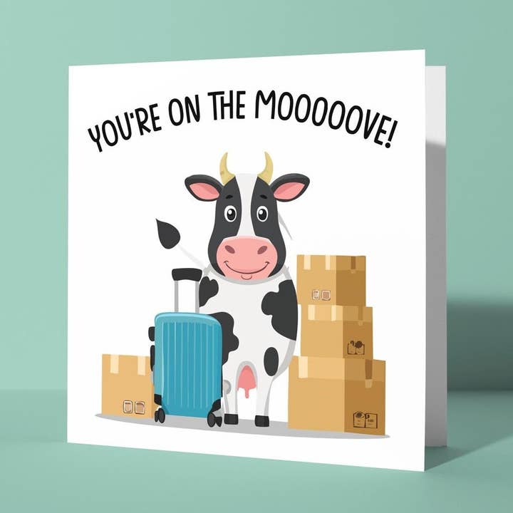 You're on the Mooove - New Home Card for wholesale by Peacock Printing