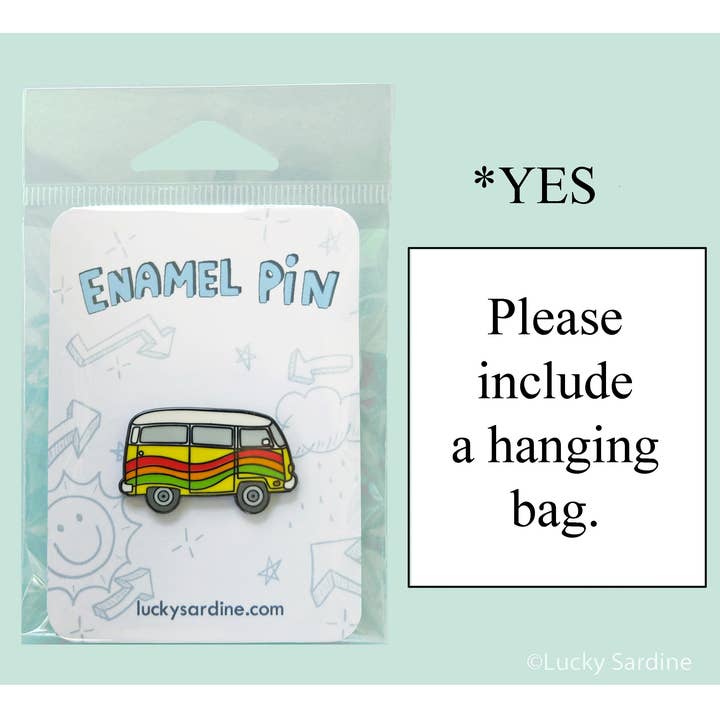 Lucky Sardine - Wholesale Lapel Pin/Button - Rainbow Hippie Van, 70s Adventure Yellow Bus Hard Enamel Pin