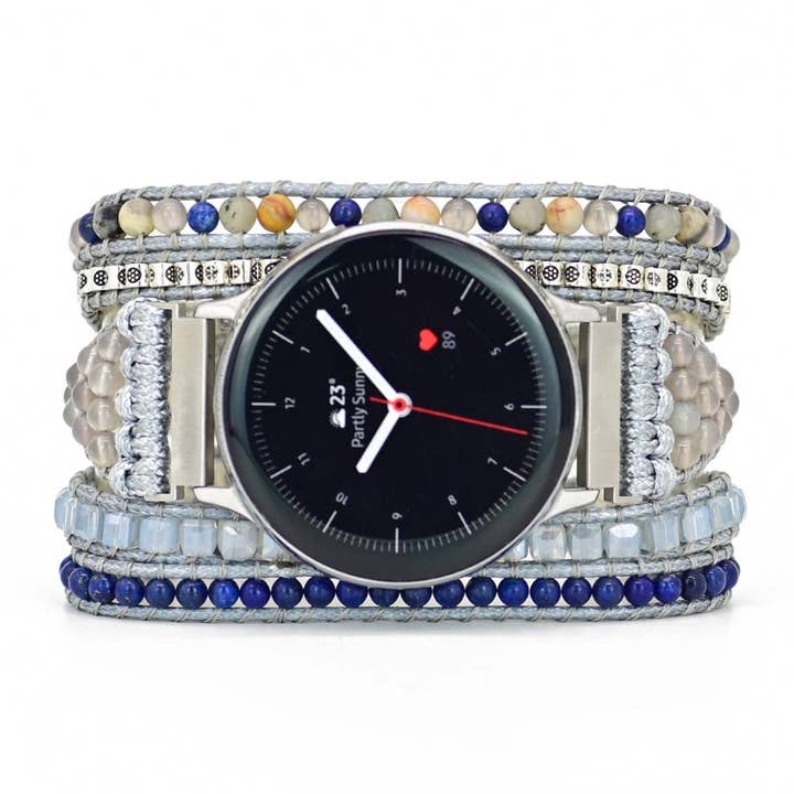 Free Spirit Shop - Wholesale Watch Band/Strap - Women's - Silver Lapis Beaded Samsung / Garmin Watch Band