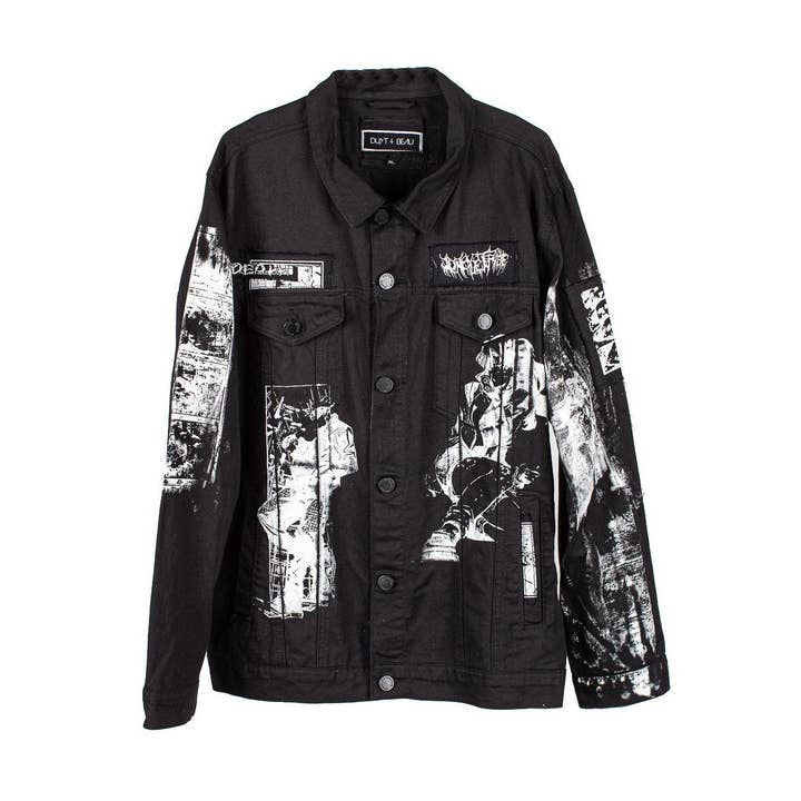 Art City 19 Handmålad Svart Denimjacka för Män för wholesale av JUNGLE TRIBE