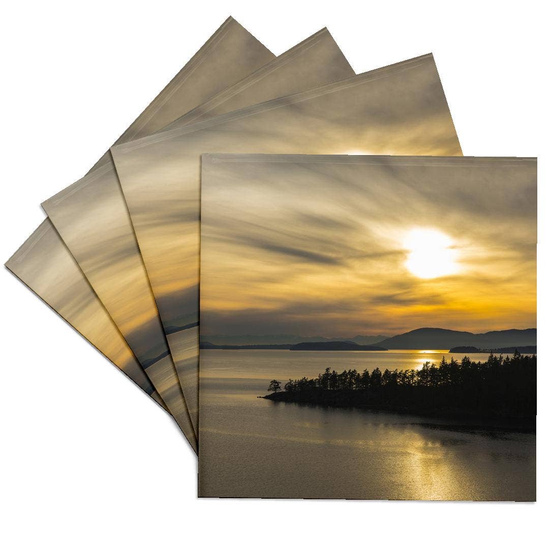 3dRose - Wholesale Coasters - 3dRose, WA. Winter sunset on Samish Bay, Lummi Island, Bellingham Bay., Coaster0