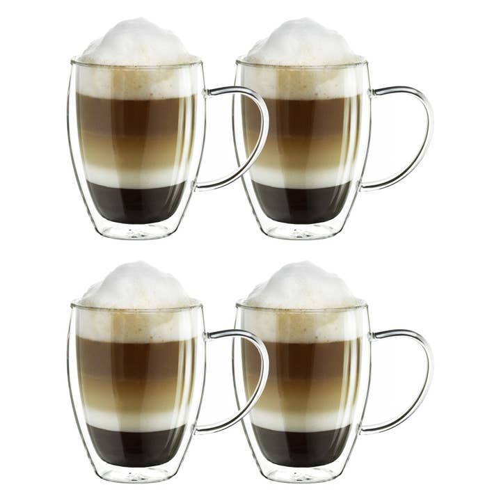 Creano - Wholesale Coffee Mug - Double walled thermal glass dg-hh 400 ml; set of 4