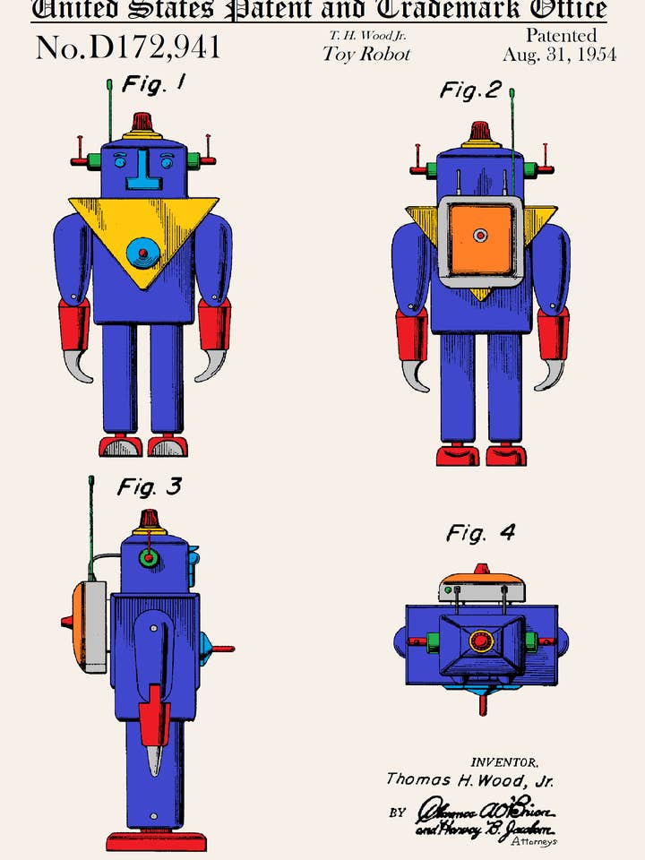 Grußkarte für den täglichen Gebrauch mit Spielzeugroboter-Design für den Großhandel von PATENT PRESS GREETING CARDS