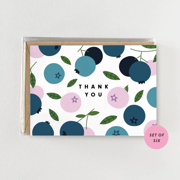 Funky Blueberries - Mini Boxed Set of 6 Cards for wholesale by Spaghetti & Meatballs