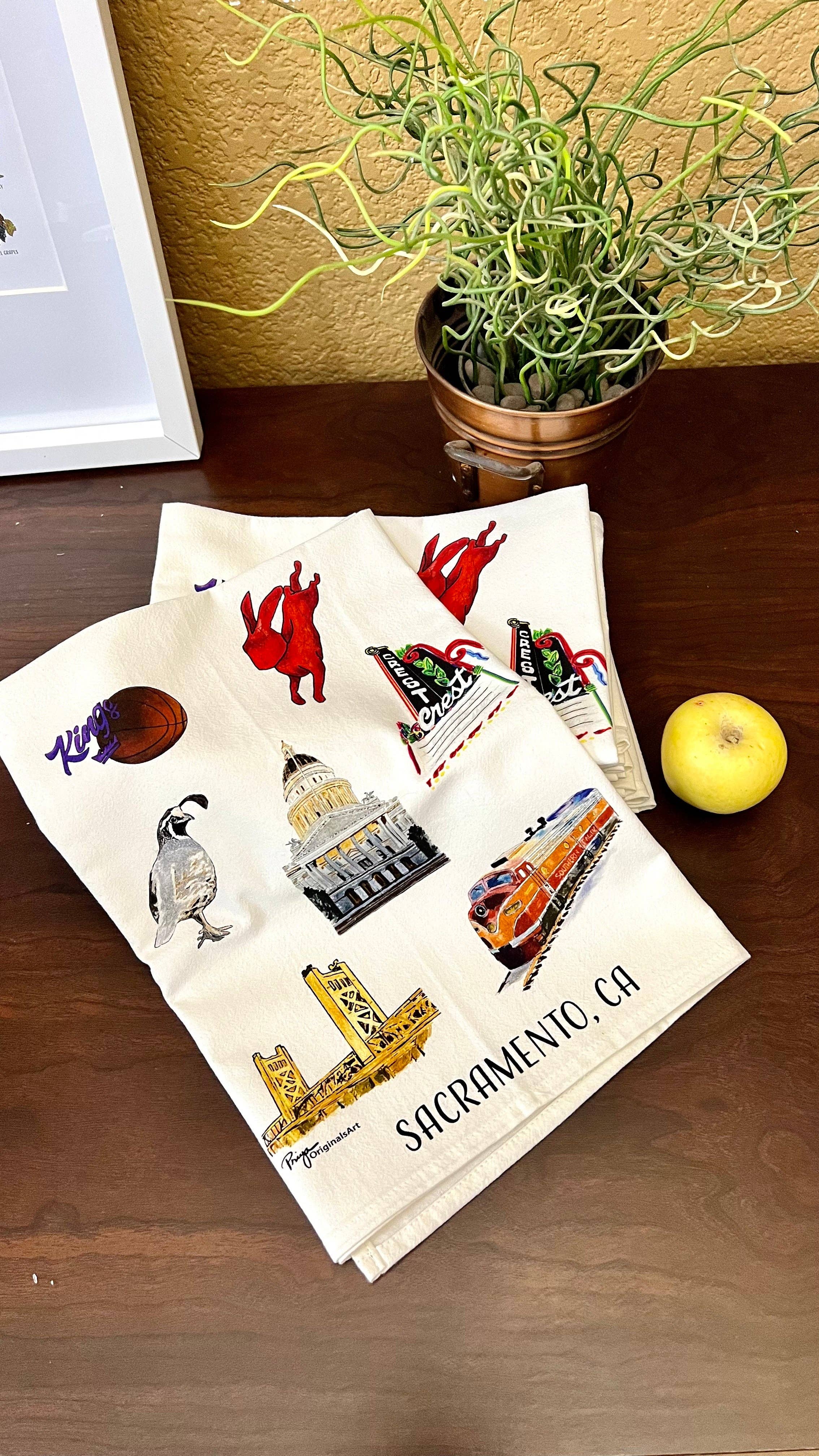 PriyaOriginalsArt - Wholesale Tea Towel - Sacramento Flour Sack Tea Towel3