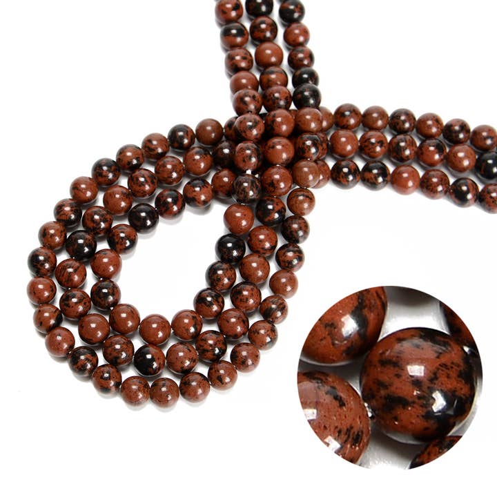 CRCBEADS - Wholesale Beads - Natural Mahogany Obsidian Smooth Round Beads Size 6mm 8mm 10mm 15.5'' Strand1