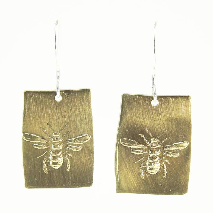 Boucle d'oreille rectangulaire en forme d'abeille, 1/2 po x 3/4 po, laiton, 6 pouces pour la vente par David Stepan