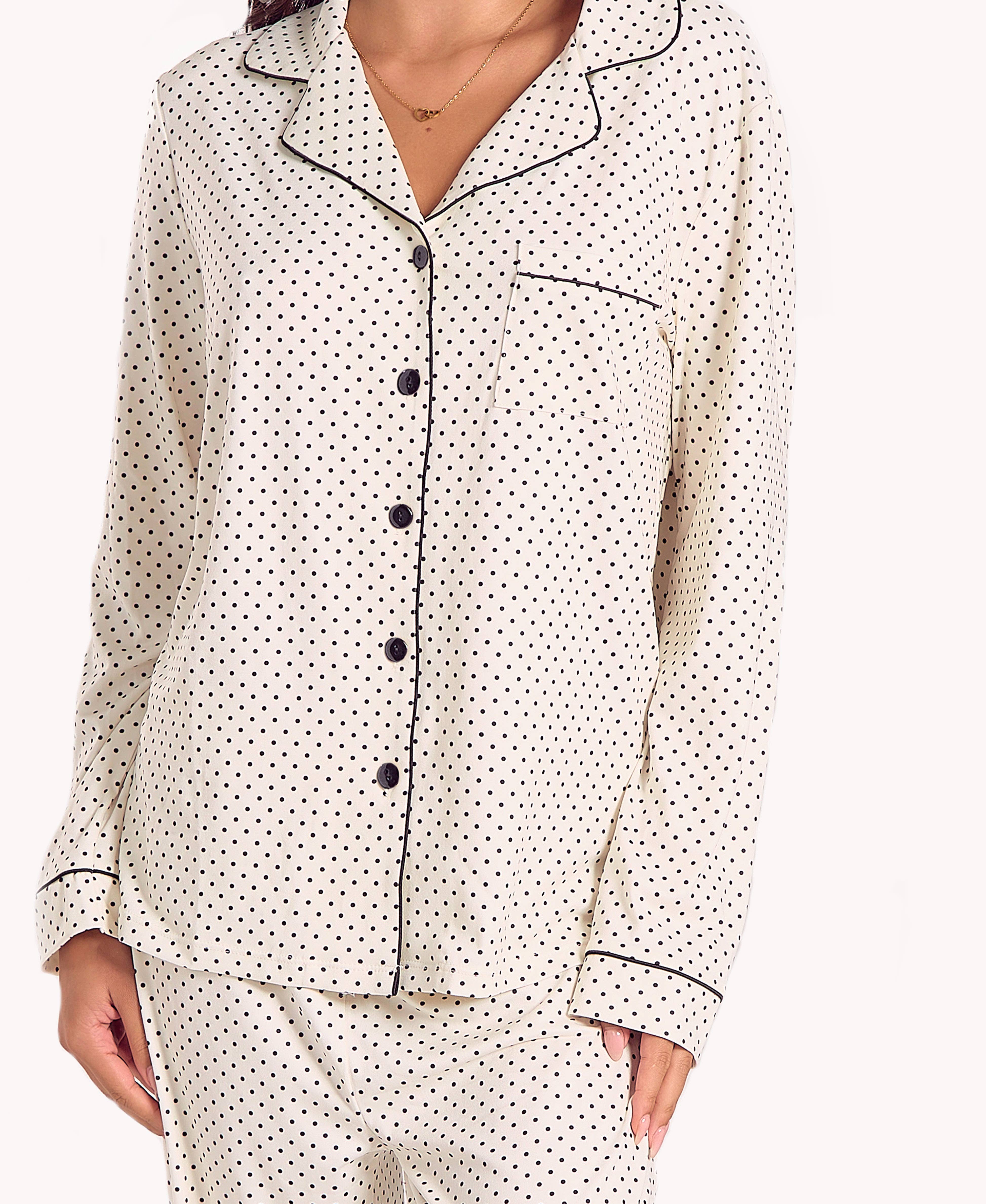 iCollection - Wholesale Nightgown - Women's - Calise Plus Size Stretch-Knit Black L/S Sleep Shirt-Dress10