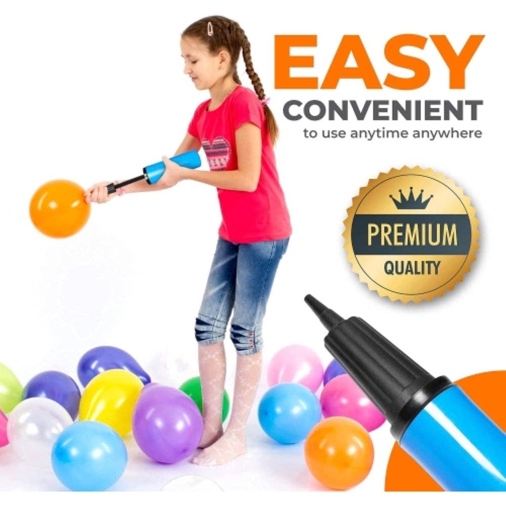 Kasa Style - Wholesale Inflatables - Hand Air Pump for Balloons - 9" Portable Manual Balloon Pump, Mini Hand Pump for Inflatables, Pool Floats, Party Garlands, Exercise and Yoga BallsD1