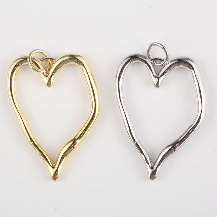 Beads Creation - Wholesale Individual Charm/Pendant - Gold Filled Hollow Heart Charm Pendant, CP1943