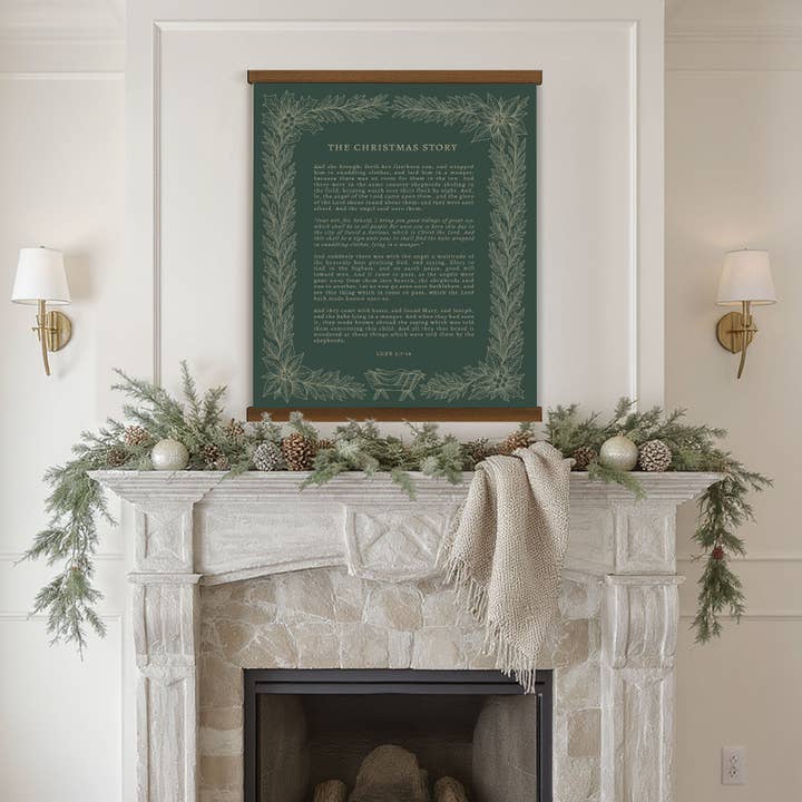 Forever Written - Wholesale Christmas Wall Art - The Christmas Story Hanging Canvas • Luke 2:7-18 Scripture Art • Christian Christmas Wall Decor • Vintage Botanical Nativity Print11