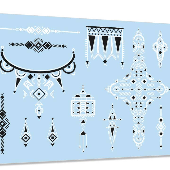 Berber Black and White Ethnic Geometric Temporary Tattoo for wholesale by Sioou