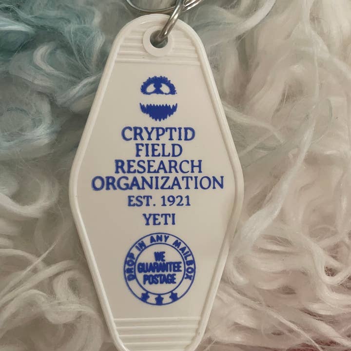 Motel Key Fob - Cryptid Field Research Org. (Yeti) for wholesale by The 3 Sisters Design Co.