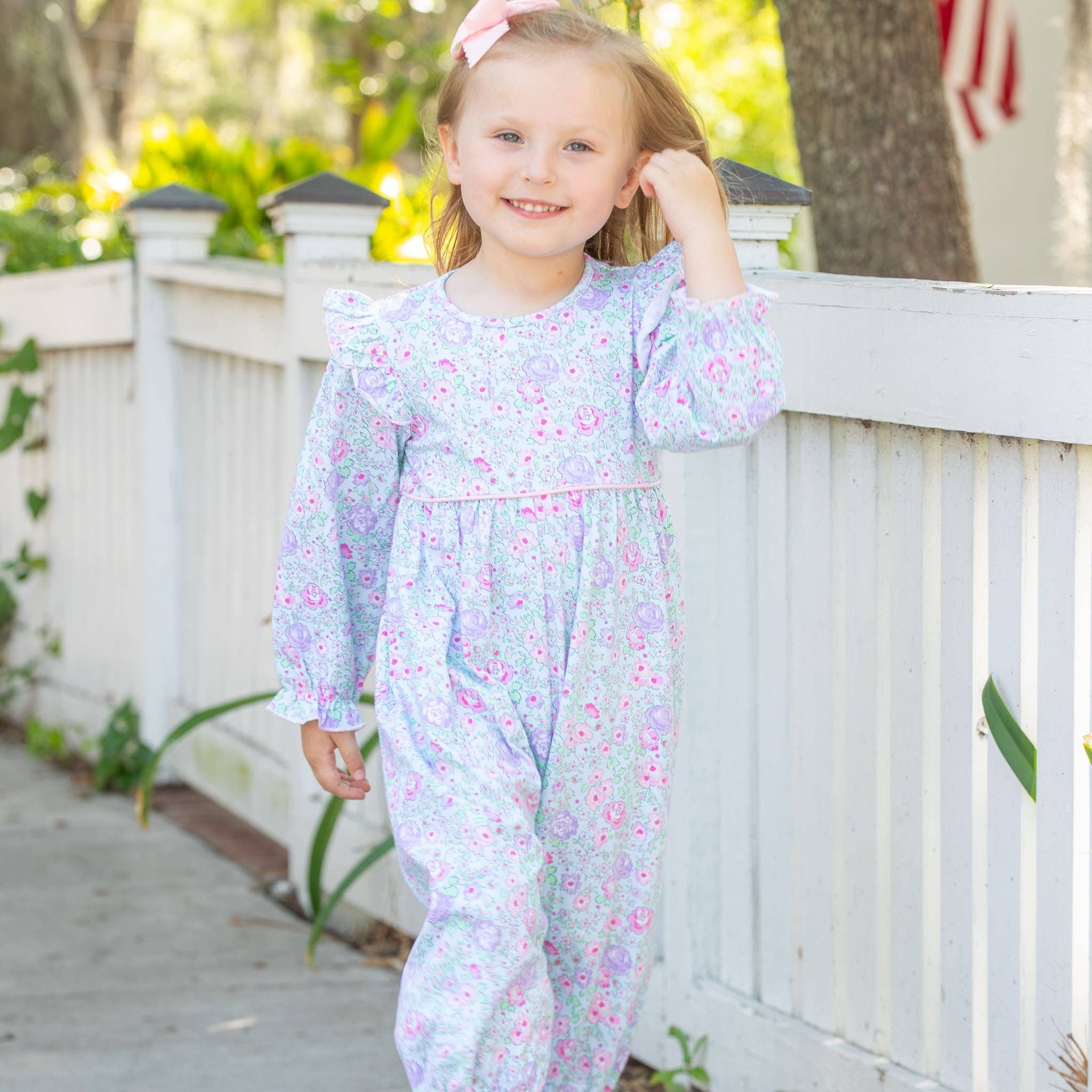 Shrimp and Grits Kids - Wholesale Jumpsuit - Baby - Girls Bubble - Posy Petals1
