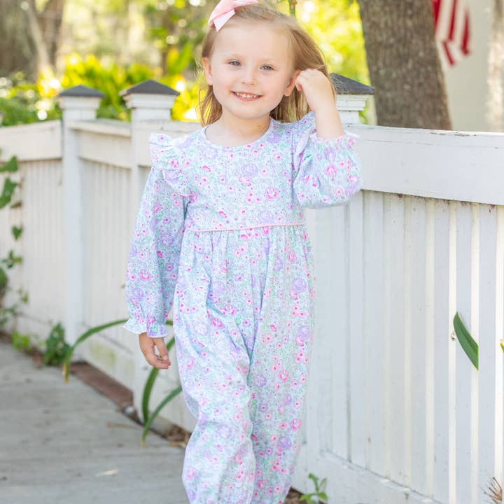 Shrimp and Grits Kids - Wholesale Jumpsuit - Baby - Girls Bubble - Posy Petals1