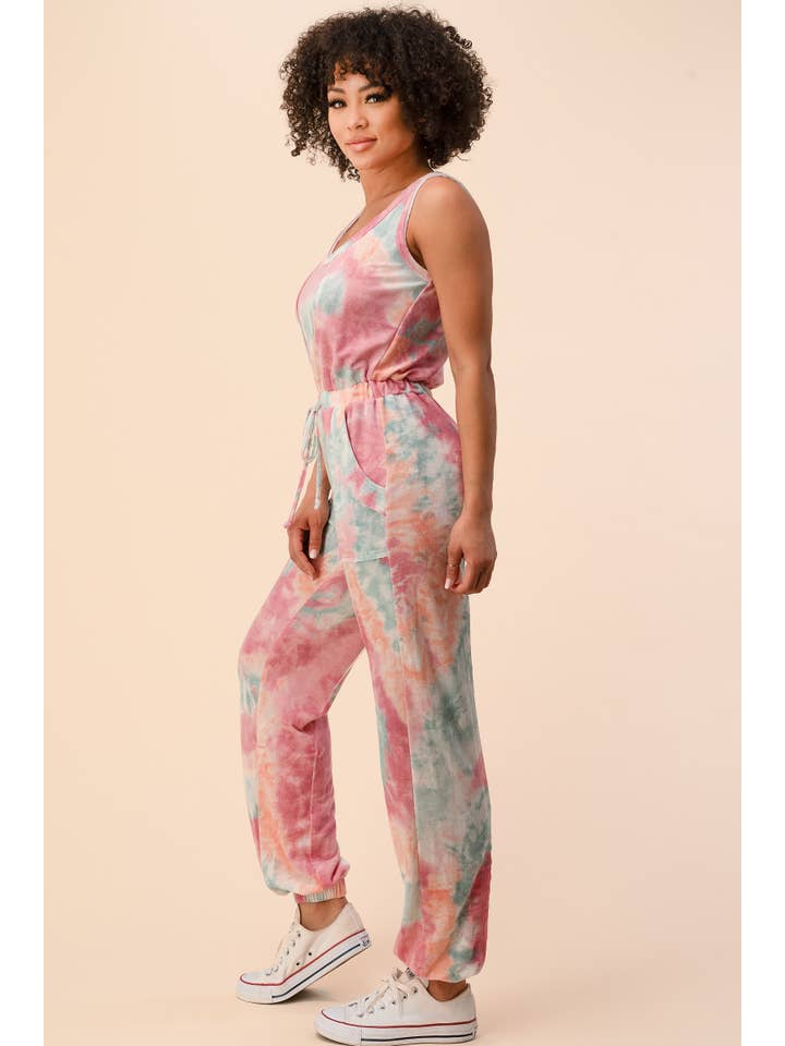 Combo rose SP4600920 - COMBINAISON SANS MANCHES EN TISSU ÉPONGE TIE DYE en vente sur Faire