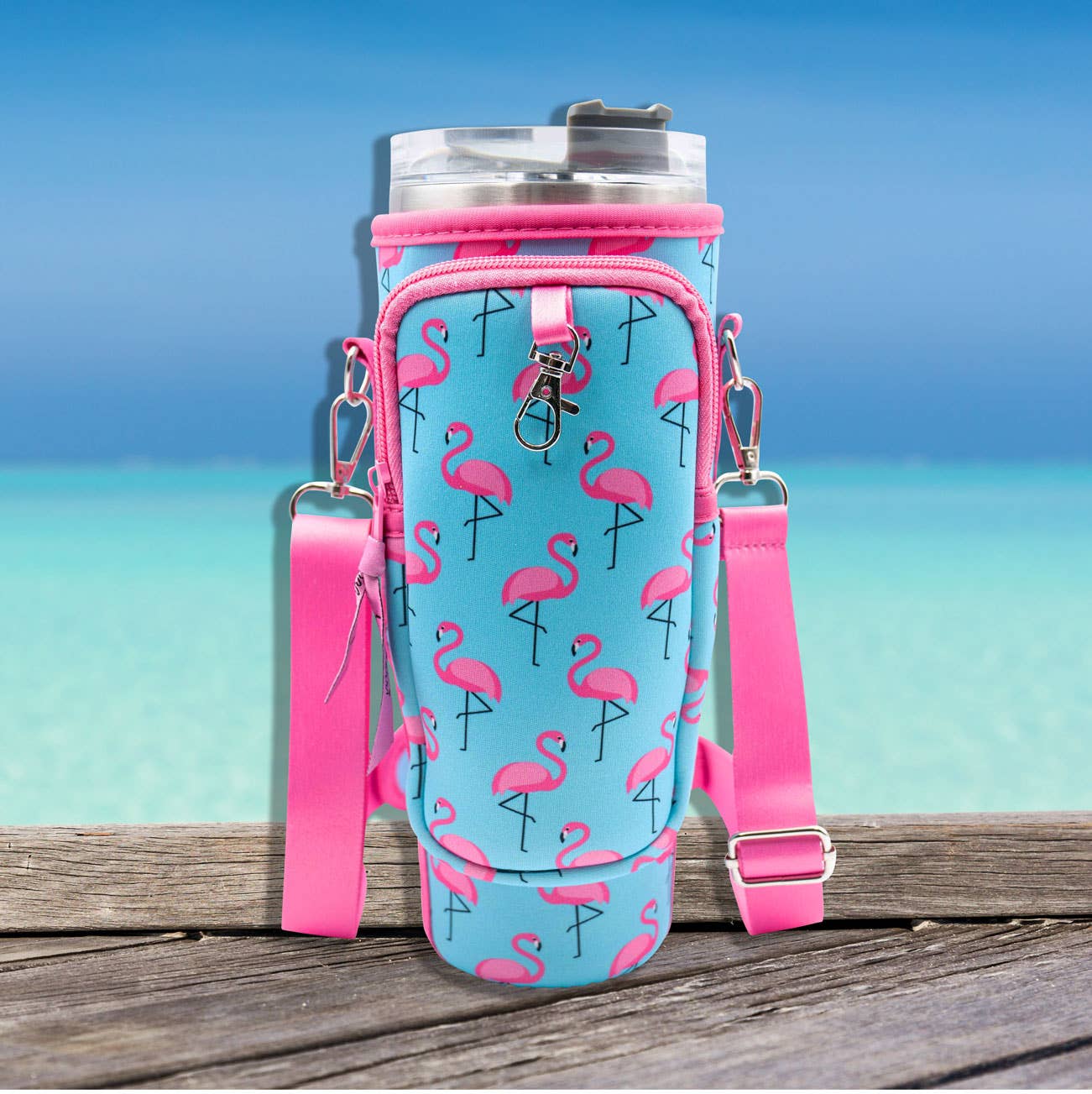 Laberri - Wholesale Crossbody Bag - Women's - 40 oz Tumbler "Handle" Bag - Flamingos4
