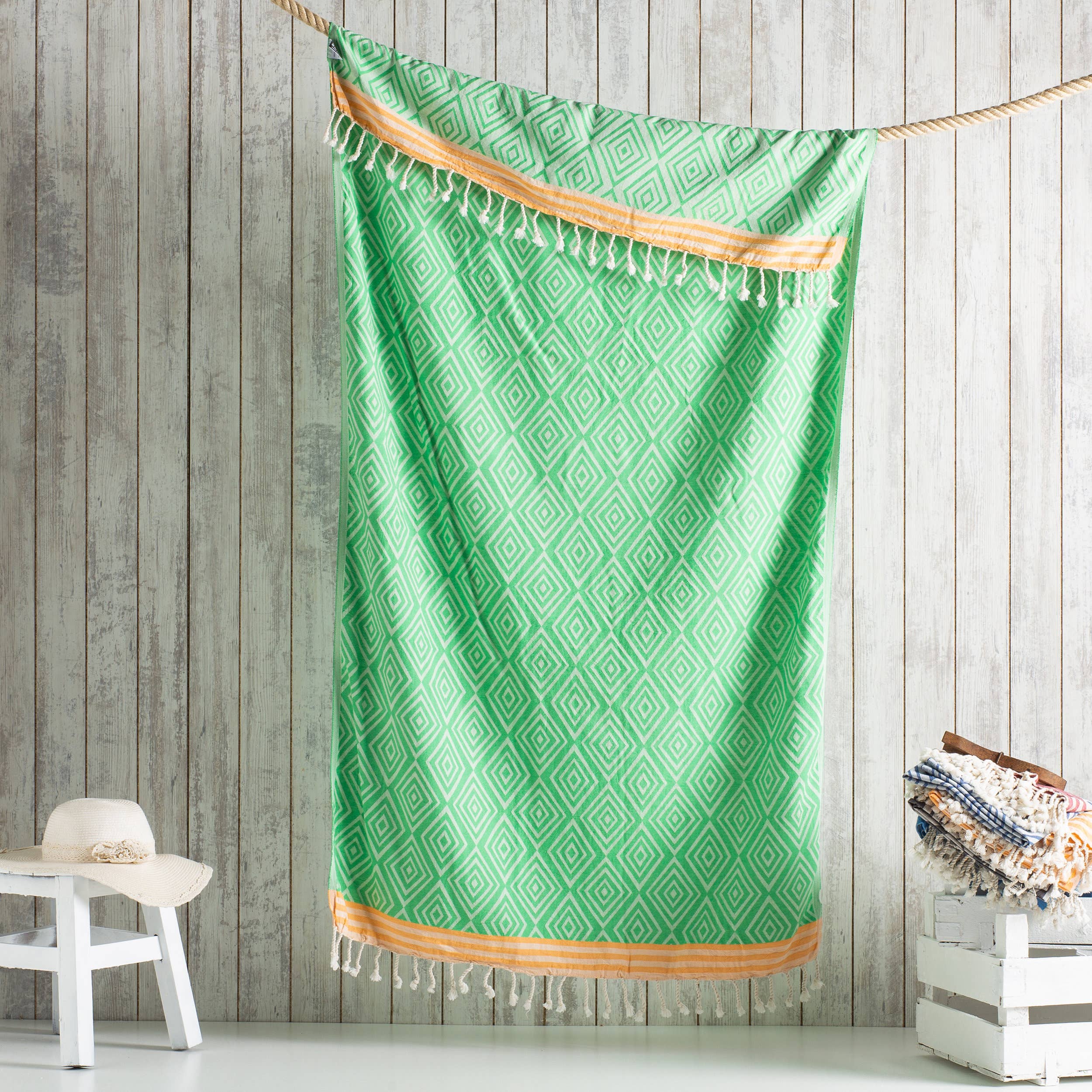 Kikoya - Wholesale Strandlaken - Moderne Turkse katoenen handdoek met diamantmotief voor strand, zwembad, yoga en spa3