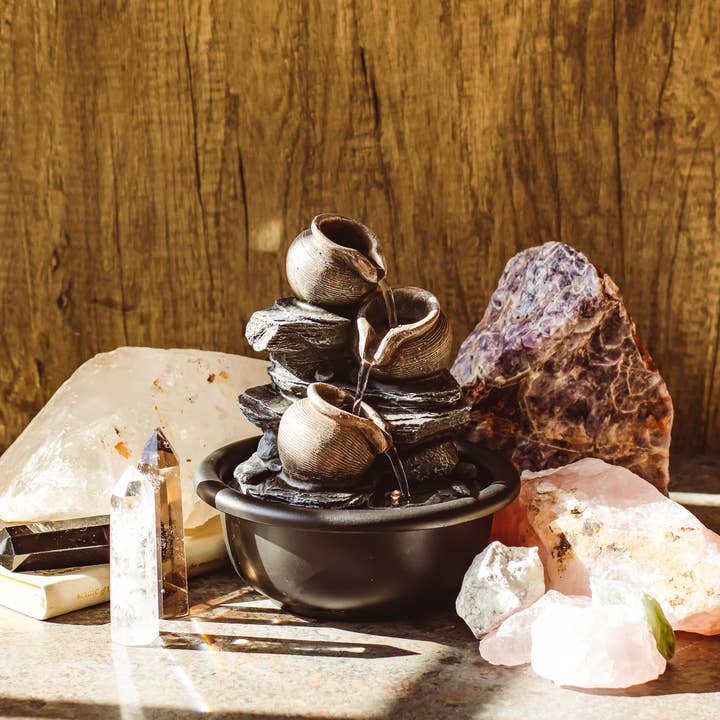 Small Cascading Jugs Sensory Indoor Water Feature for wholesale by Mindful Living Co.