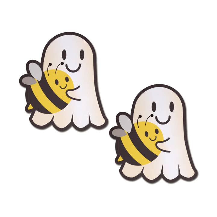 Couvre-tétons Boo-Bee Pasties : Kawaii Ghost with Bee Friend de Pastease® pour la vente par Pastease UK