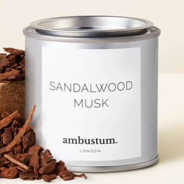 Sandalwood Musk Candle Tin for wholesale by ambustum