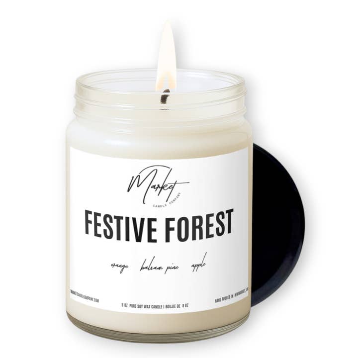 FESTIVE FOREST SOY CANDLE - WHITE LABEL for wholesale by Market Candle Company
