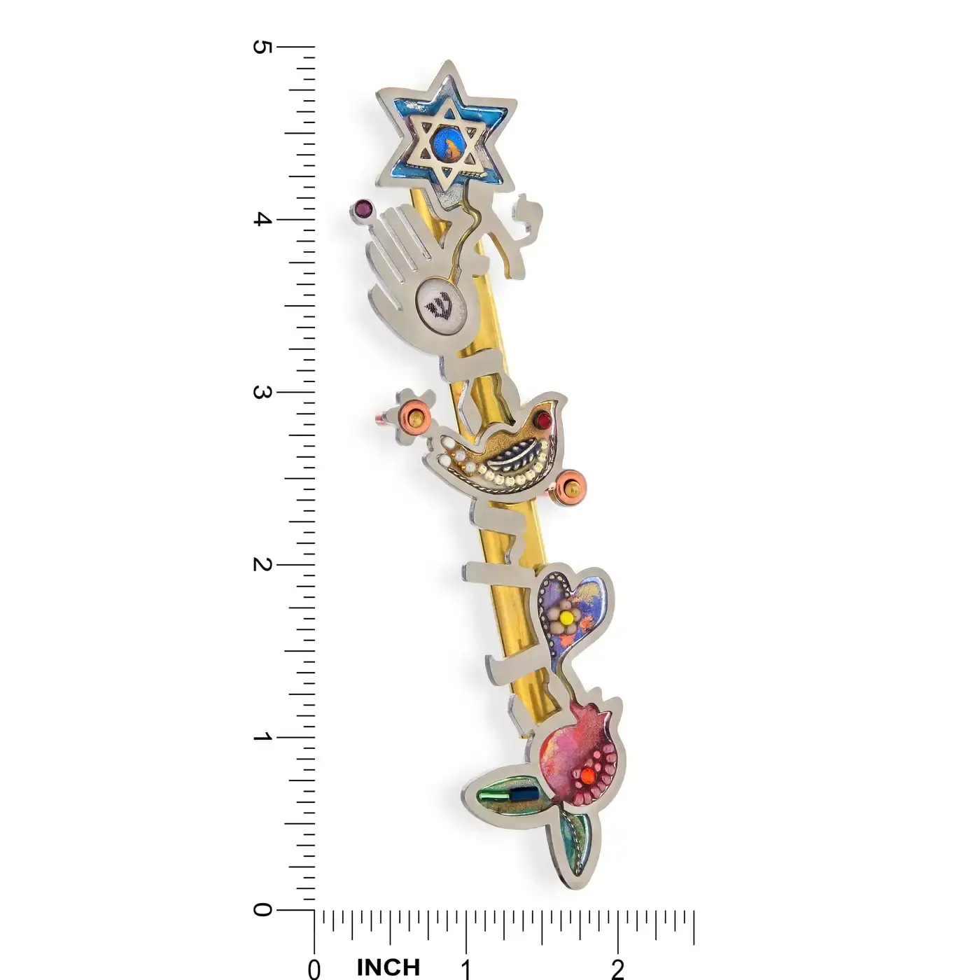 Seeka Jewelry and Judaica – wholesale Wall Accent – Seeka Ahava Mezuzah with Dove and Pomegranate1