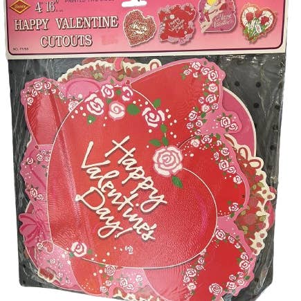 Ensemble vintage de 4 découpes "Joyeuse Saint-Valentin" de 16 pouces pour la vente par Caufield's Novelty