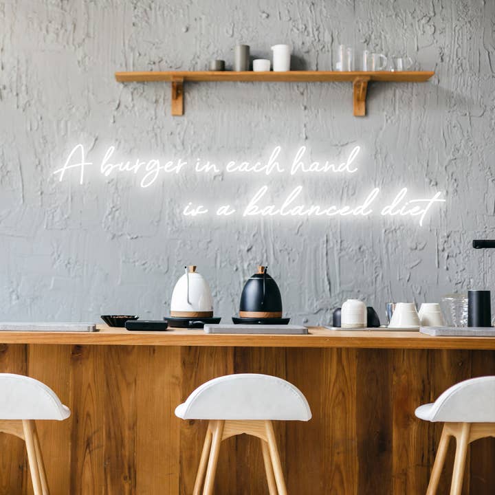 NexGenow - Wholesale Neon sign - Burger Balanced Diet - Neon Sign - Burger Neon