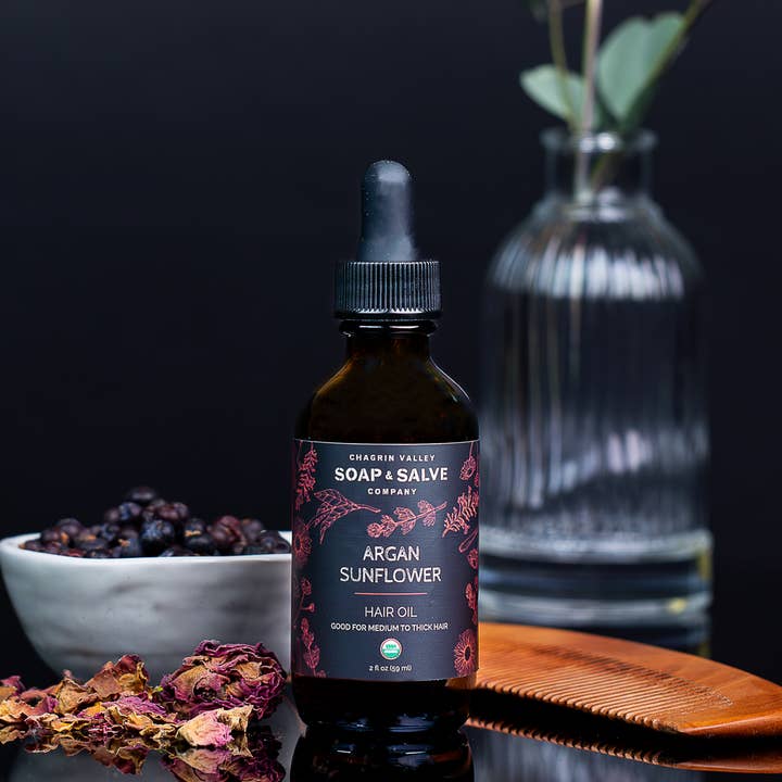 Hair Oil: Argan Sunflower for wholesale by Chagrin Valley Soap