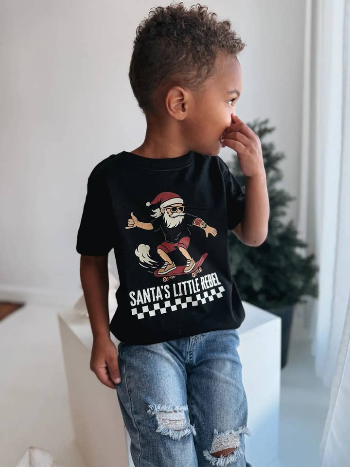 Santa's Little Rebel- Baby/Toddler Tee for wholesale by Raising Brave