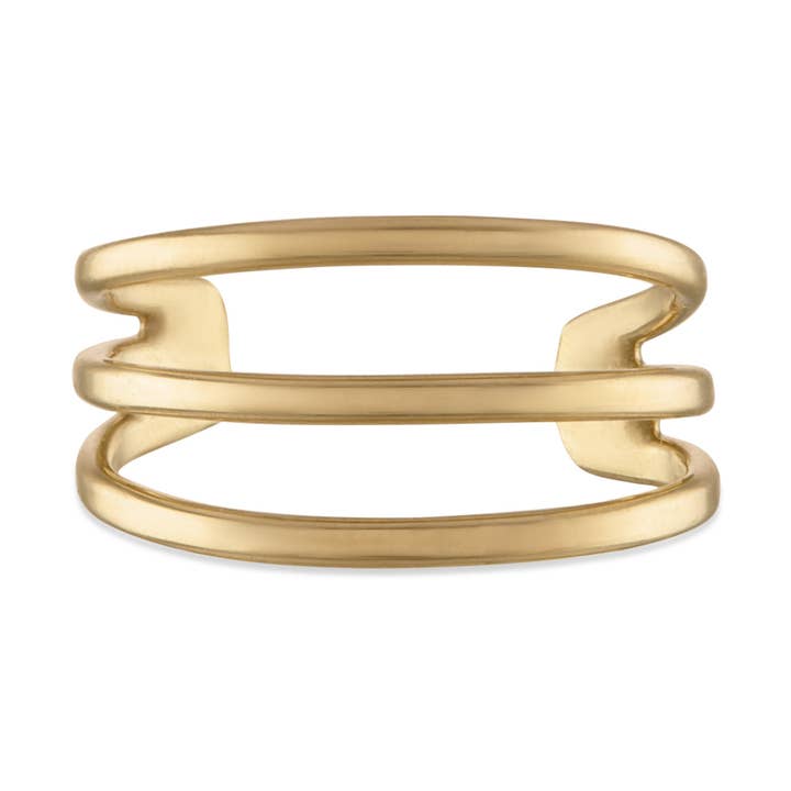 Manchette d'oreille minimaliste à trois lignes en or massif 10kt pour la vente par Zahav Jewelry