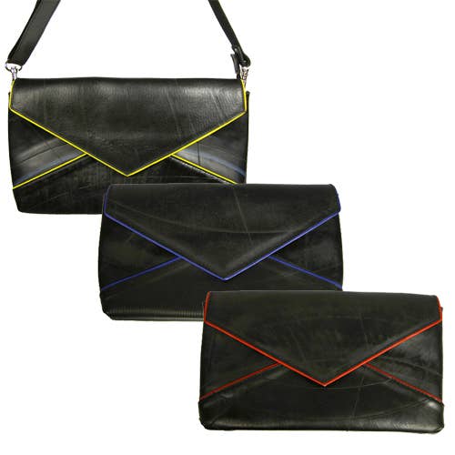 Fedora - Recycled Tire Clutch for wholesale by One World Projects