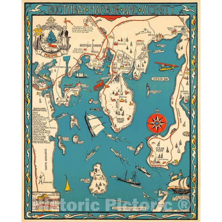 Historic Map - Maine: Boothbay Harbor And Vicinity 1931 for wholesale by Historic Pictoric