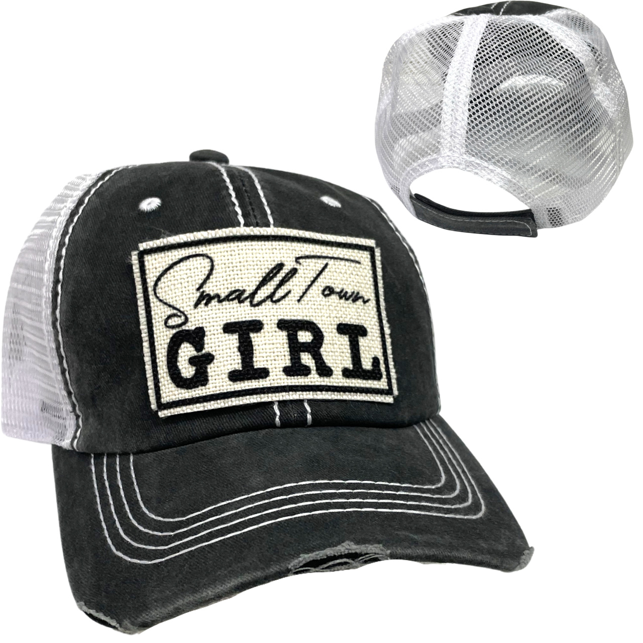 dkhandmade - Vente Casquette de camionneur – femme - CASQUETTE DE BASEBALL PETITE VILLE FILLE | CHAPEAU POUR FEMME | EFFET VIEILLI9