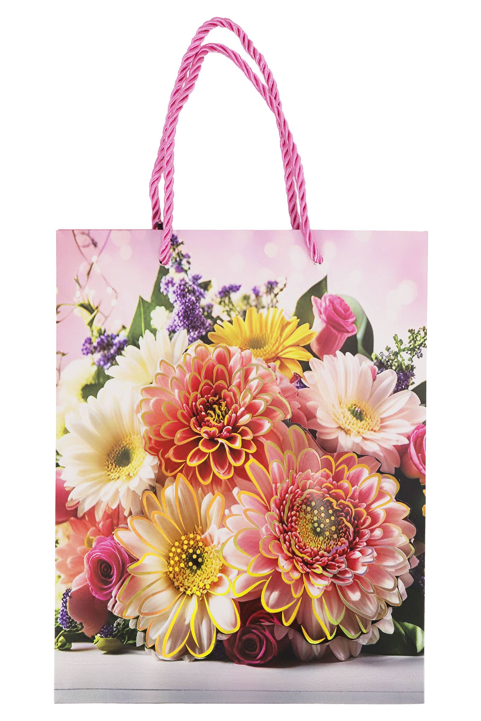 ASSORTITI Borsa regalo in carta opaca floreale margherita 3D - 12 pezzi in vendita all'ingrosso su Faire13