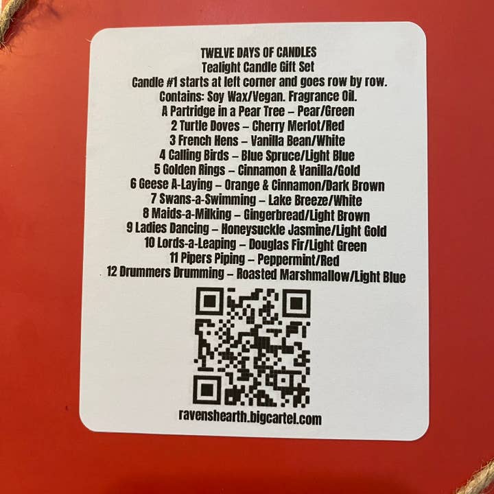 Raven’s Hearth – wholesale Tea light candles – Christmas Tealight Gift Set | 12 Days of Candles 6