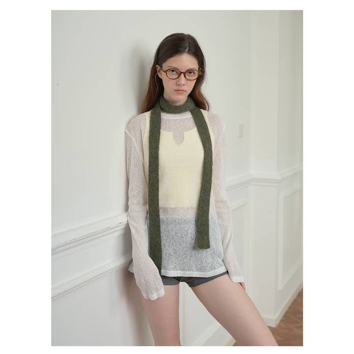 Sweetkama – Cachecol - Mulher por atacado – Lenços de lã skinny de cor sólida para senhora YW0139