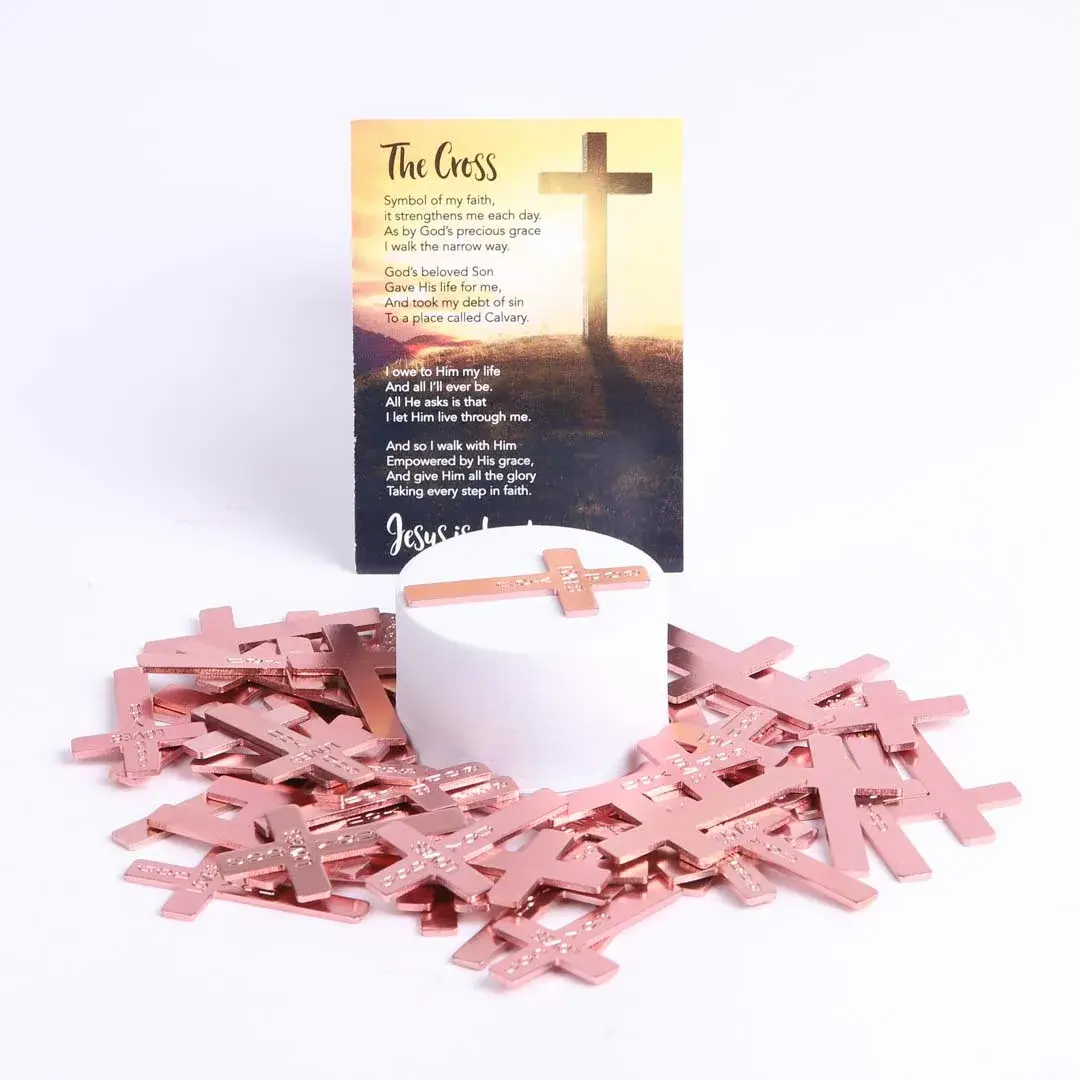 Swanson Christian Products - Wholesale Keepsake Coin/Token - Pocket Cross God Loves You Pink - Pack of 501